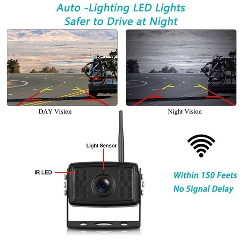 7" Quad Digital Wireless Monitor Backup Camera For Truck Trailer RV Bus Caravan - Picture 12 of 15
