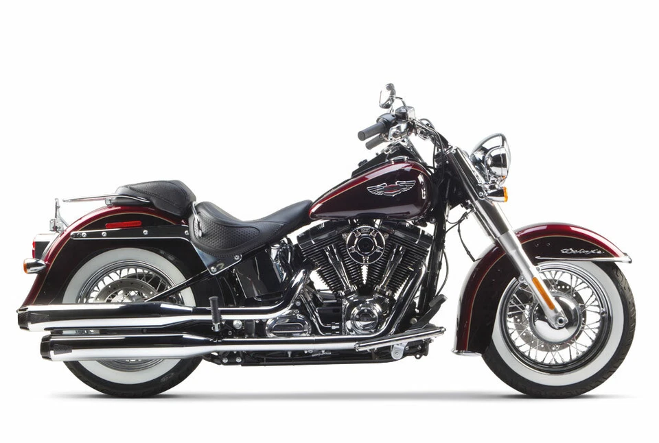 2005-17 Harley Softail Deluxe / Slim Two Brothers Slip On Exhaust Chrome Carbon - Image 3 of 3