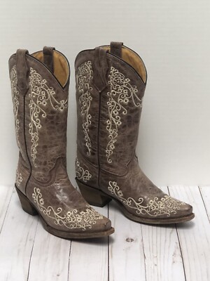 CORRAL Teens A2773 Floral Leather Western BOOTS ~ Size 2 T ~ BARELY WORN!