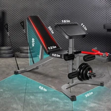 900LBS Workout Bench Adjustable Weight Bench with Leg Extension and Leg Curl NEW