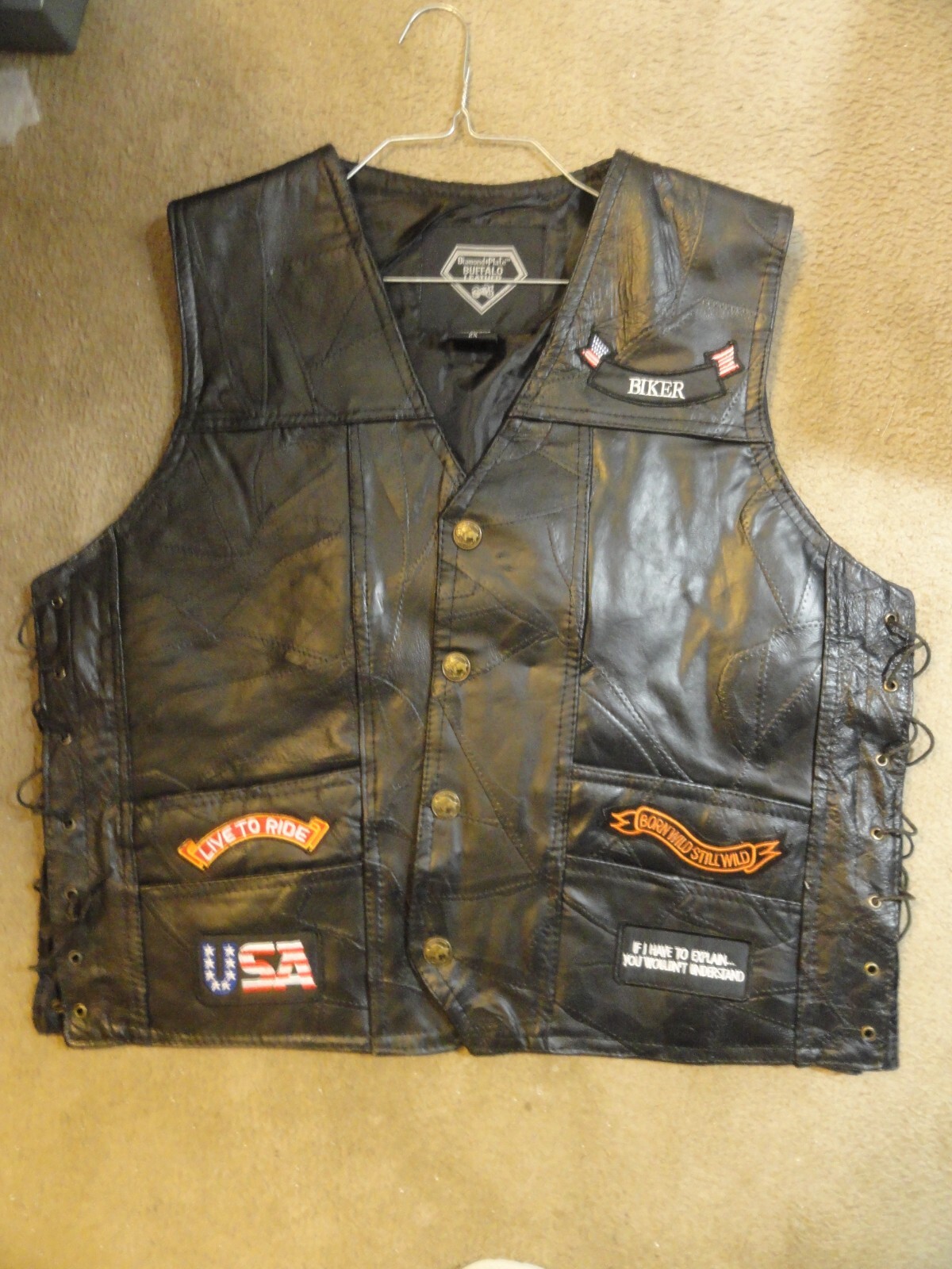 NEW MEN'S 2XL MOTORCYCLE BIKER VEST 