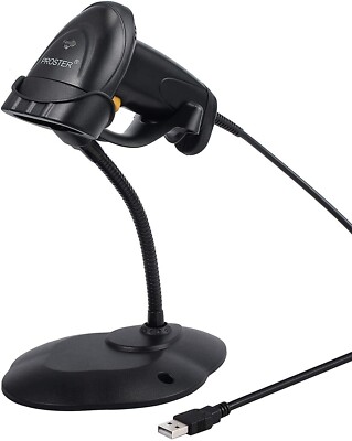 1D USB Barcode-Scanner mit Ständer   Handheld Plug & Play POS-Reader Schwarz