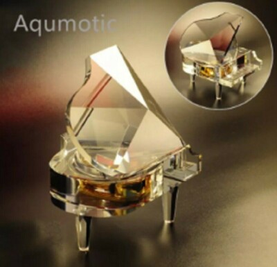 TRANSPARENT PIANO WIND UP MUSIC BOX :  ELFEN LIED - LILIUM ( FREE SHIP )