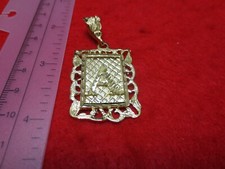 14KT GOLD EP ALMOST 2 INCH FRAMED LETTER K EXTRA LARGE SQUARE INITIAL CHARM