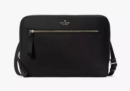 Kate Spade Chelsea 15" Laptop Sleeve With Strap Nylon Crossbody Bag Black - Picture 2 of 5