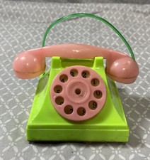 Vintage1960 Green Telephone w/Pink Plastic Receiver Rattle Coin Bank