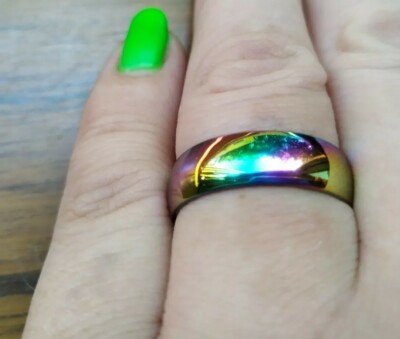   Regenbogen Ring 6mm Edelstahl Gr.18 Rainbow Multicolor aus DE
