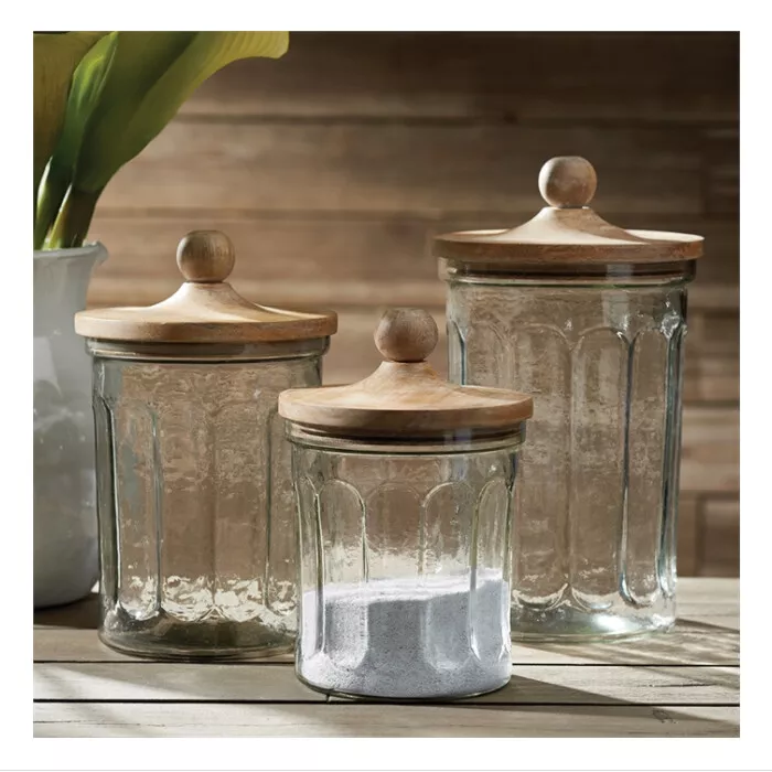 Clear Glass Farmhouse Decorative Jars, Set of 3 41048000122800 by