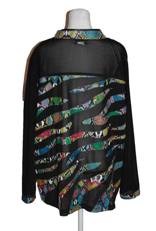 Draper's & Damon's Black Zebra Print Colorful Zip Front Jacket Blazer Size 2X - Image 2 of 2