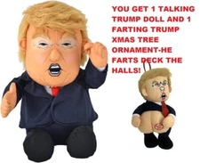 Donald Trump Hilarious Talking Doll + Farting Trump Christmas Ornament-LIMITED!
