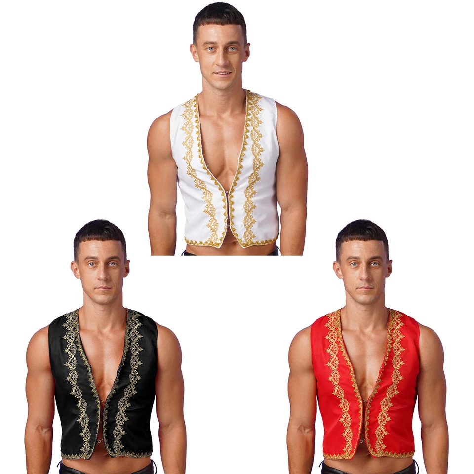 Para hombres Circo Ringmaster Disfraz Chaleco Top Halloween Juegos con disfraces Disfraz Foto 3 de 4