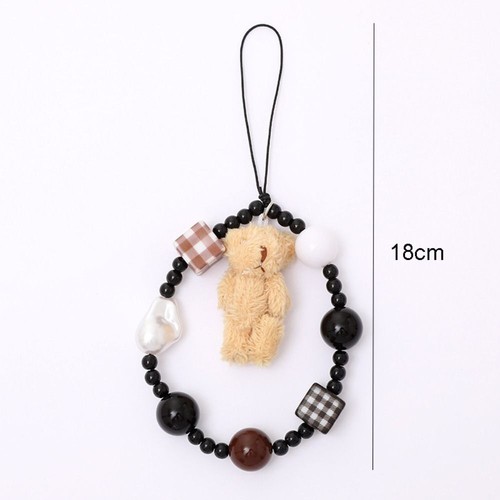 3D Cute Star Brown Beaded Phone Chain Kawaii Phone Lanyard Phone Strap Gifts - Photo 2/13