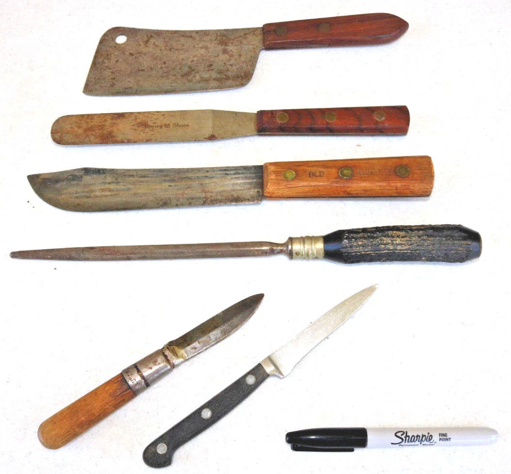 Mixed Lot Knives Professional Kitchen Paring Spatula Chef Steel Cleaver Old XT