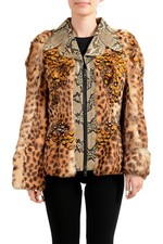 Maison Margiela Women's Rabbit Fur Python Skin Full Zip Jacket Us M It 42