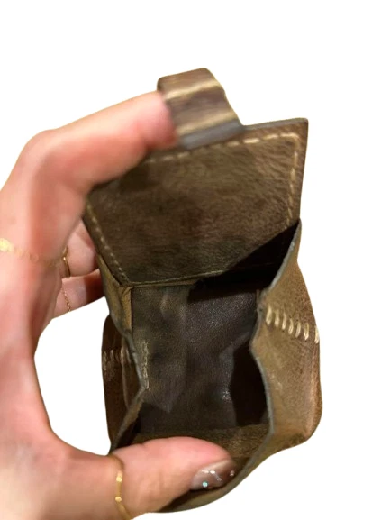 HENRY CUIR Smile Coin Purse Leather Brown Used From Japan - Image 3 of 4