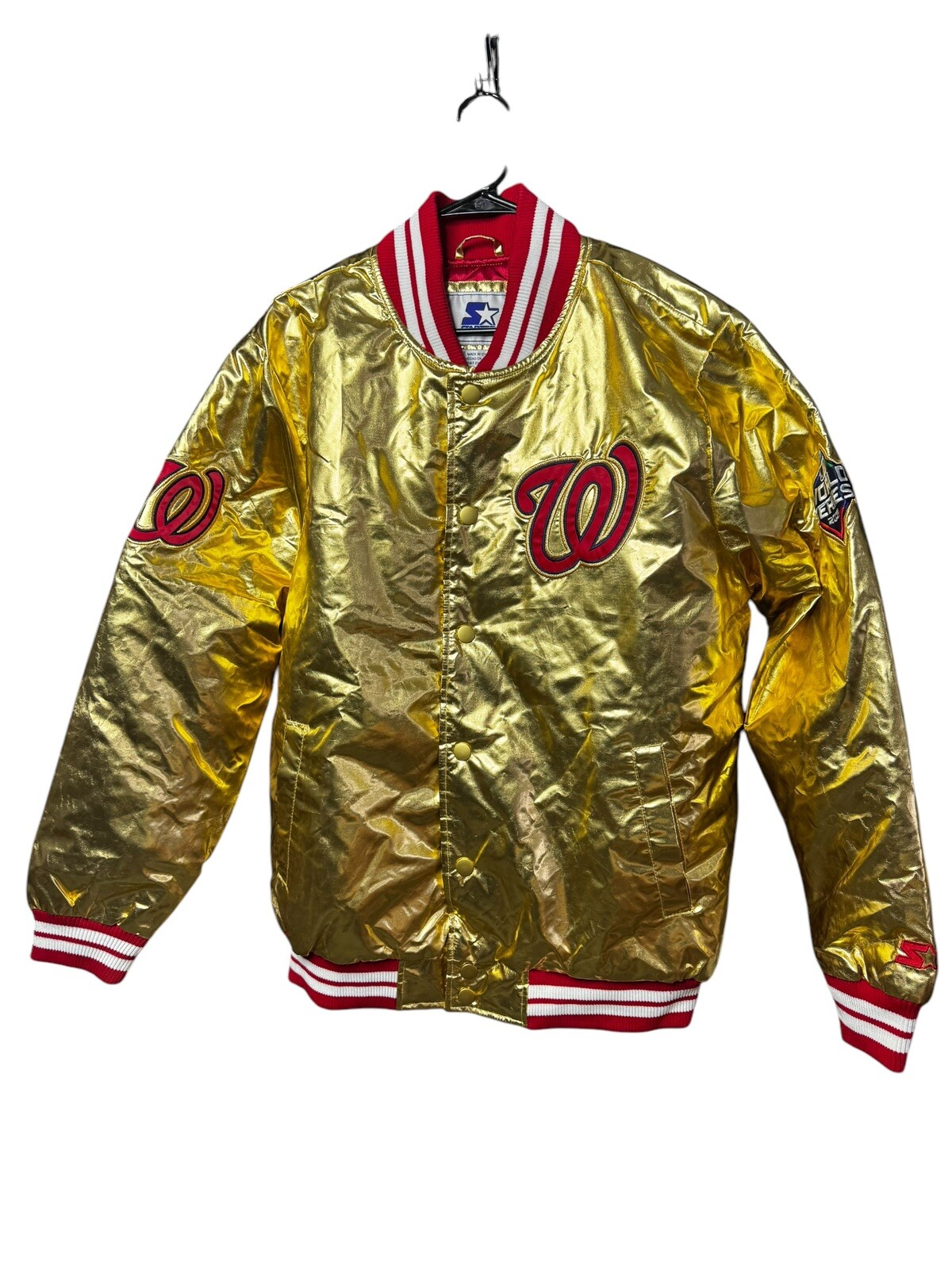 Washington Nationals Starter Jacket Satin BNWT MLB Gold 2019 World Series sz L