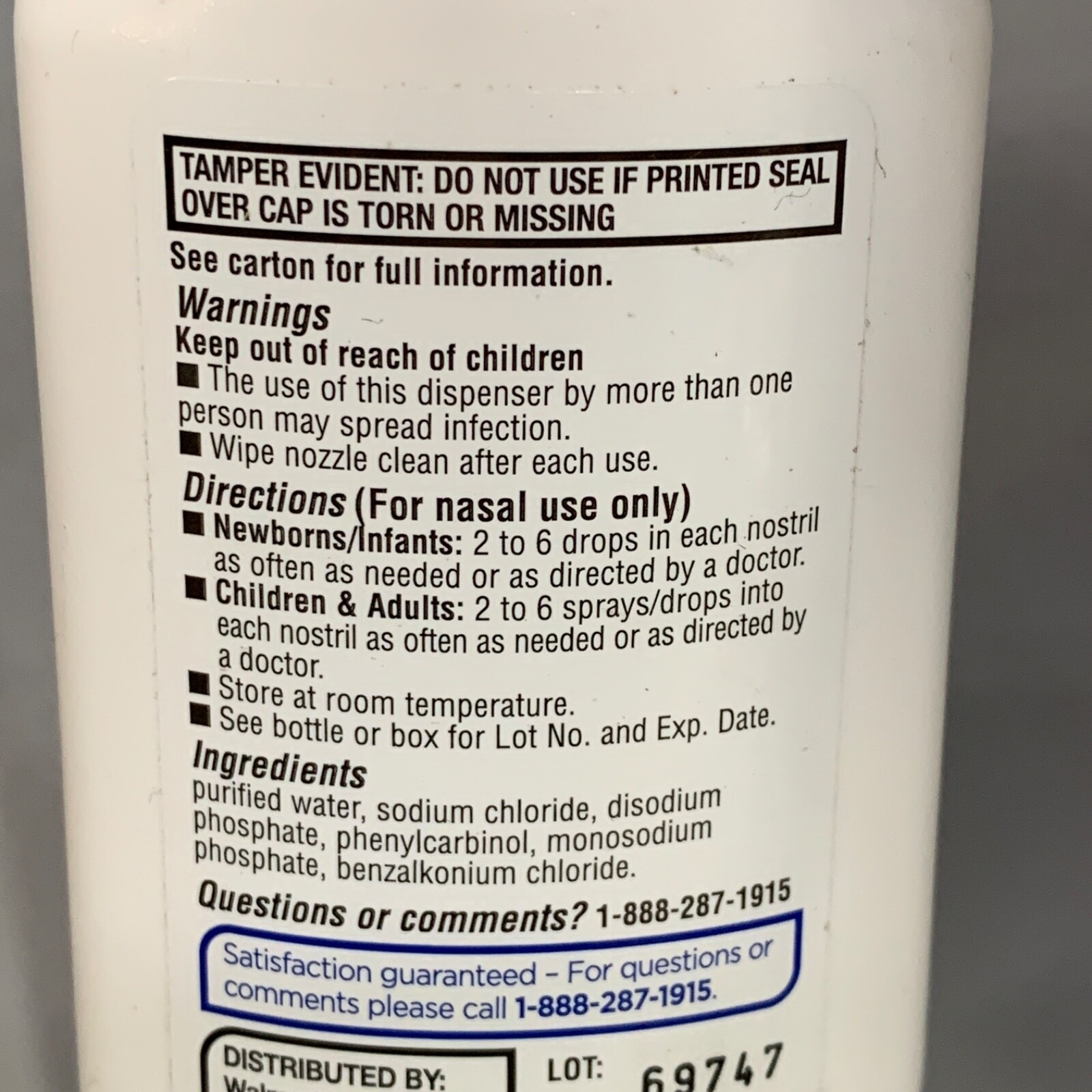 Equate Infants SALINE SPRAY DROPS for Dry Stuffy Noses 1 fl. oz x 3 PK