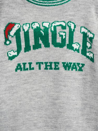 Holiday Time Boys "Jingle All The Way" Christmas Sweater, Grey L (10-12) Husky - Picture 4 of 7