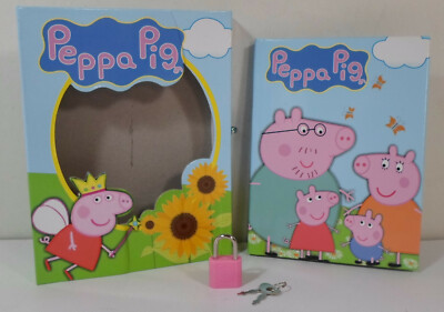 PEPPA PIG 6'' HARD COVER BLUE NOTEBOOK IN CASE w/ LOCKET