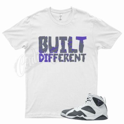 White BUILT T Shirt for Air J1 Flint 7 Grey Varsity Purple 