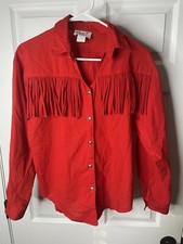 Vintage Circle T by Marilyn Lenox Western Cowgirl Button LS Shirt Red Medium USA