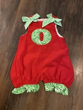 Mud Pie Initial Baby "O”  Red Corduroy Girl's One Piece, 0-6 Months