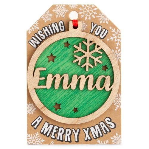 Personalised Wooden Name Hanging Christmas Tree Bauble Decoration Xmas Gift - Picture 77 of 201