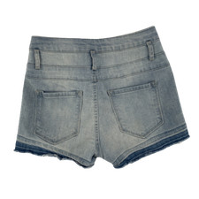 Refuge High Rise Cut Off Womens 3 Button Closure Stretch Denim Shorts Blue Sz 2
