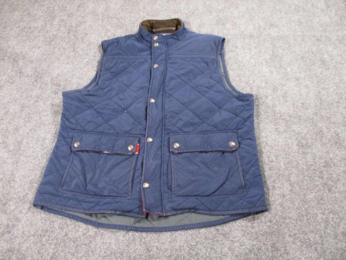 Vineyard Vines Vest Men's Large Blue Quilted Full Zip Polyester Pockets  FLAWS*