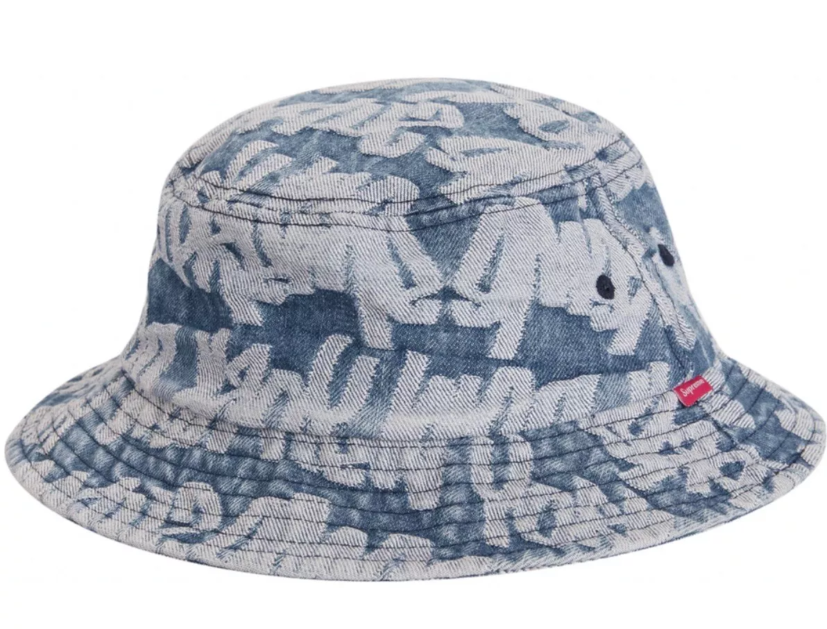 SUPREME Jacquard Denim Crusher Hat Blue SS22 Sz M/L 100% Authentic