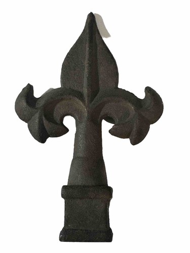 Vintage Antik Gusseisen Schmiedeeisen Zaunpfosten Endstück Fleur De Lis - Bild 1 von 6