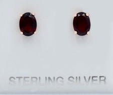 GENUINE 2.14 Cts GARNET STUD EARRINGS 14K ROSE GOLD PLATED  .925 -New With Tag
