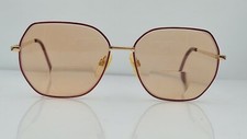 Vintage Pascale 6010 Gold Burgundy Oval Sunglasses FRAMES ONLY