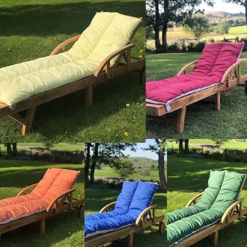 Sun Lounger Replacement Cushion Topper Pads Set Outdoor Garden Recliner