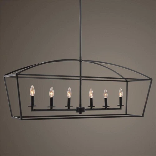 Uttermost Clayton 6-Light Steel Metal Linear Chandelier in Bronze - Picture 5 of 5