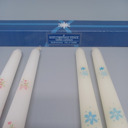 1984 Vintage AVON Snow Fantasy Christmas + Heart Bouquet Stencil Taper Candles - Picture 4 of 6