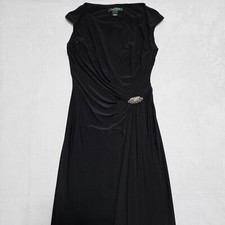 Ralph Lauren LRL Formal Maxi Dress Womens 6 Evening Brooch Crystals Long Gown