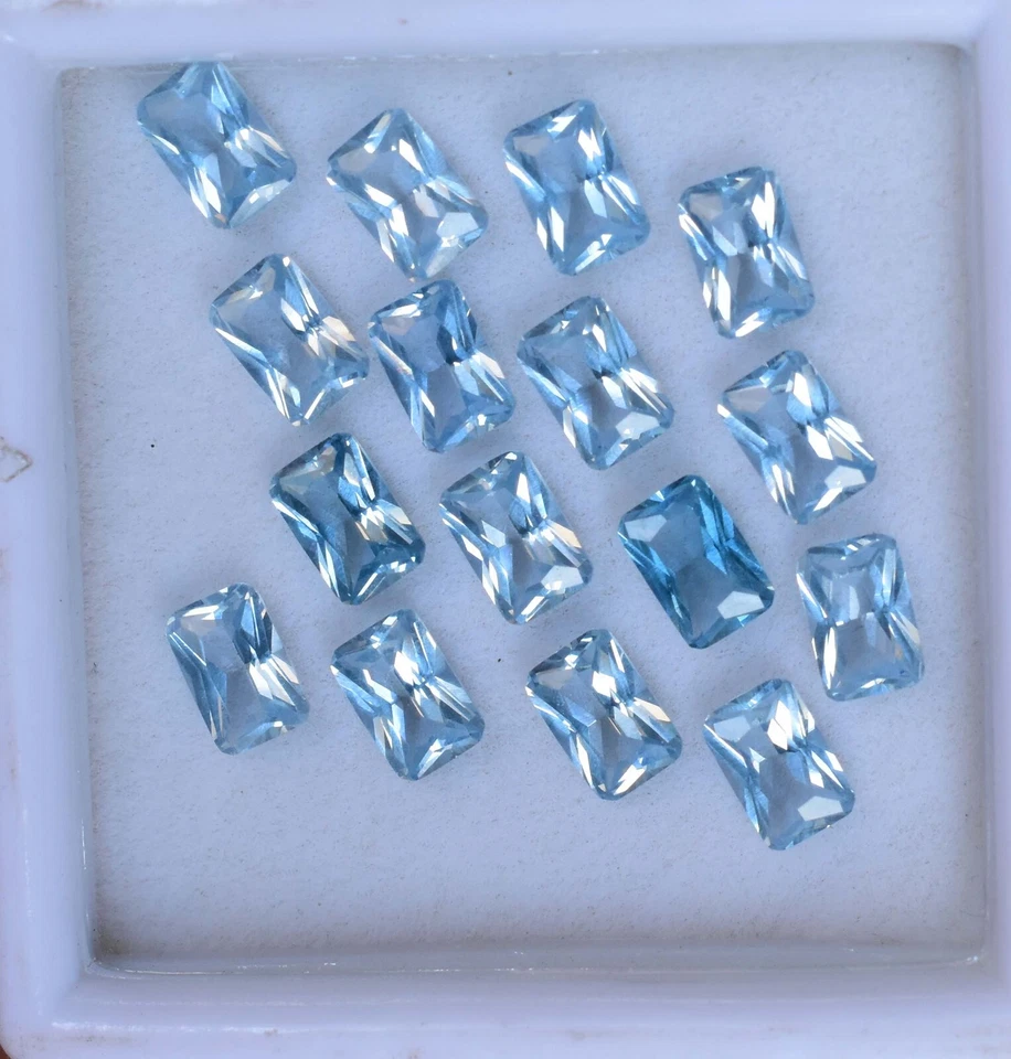 Piedras preciosas sueltas certificadas cuadradas 16 piezas aguamarina azul natural 5 x 5 mm AAA+ Foto 2 de 4