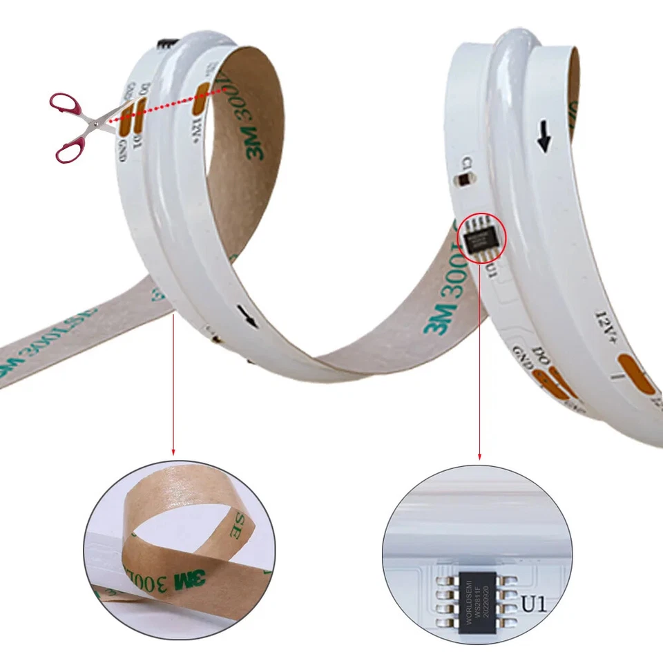 Tira de luz LED COB direccionable WS2811 WS2812B 720Leds/m alta densidad flexible Foto 4 de 4