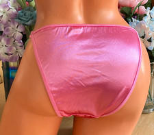 Bubble Gum PINK Medium Double String Hi Shine Second Skin Hi Cut String Panties