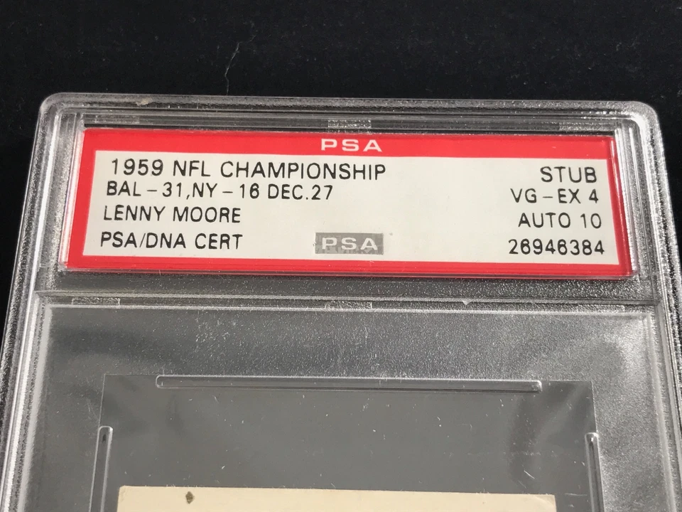 1959 NFL Championship Game Colts Ticket Signed Lenny Moore PSA 10  HIGHEST GRADE - Image 3 of 3