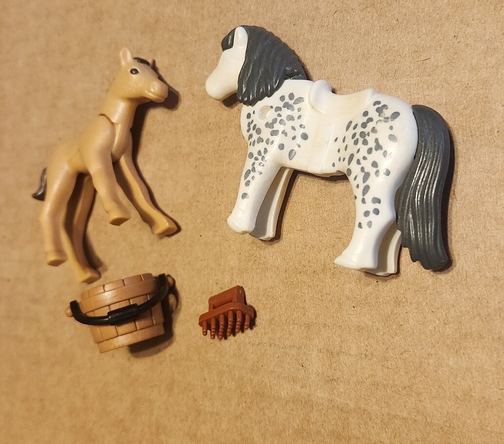 Playmobil Horses + Bucket + Brush eBay