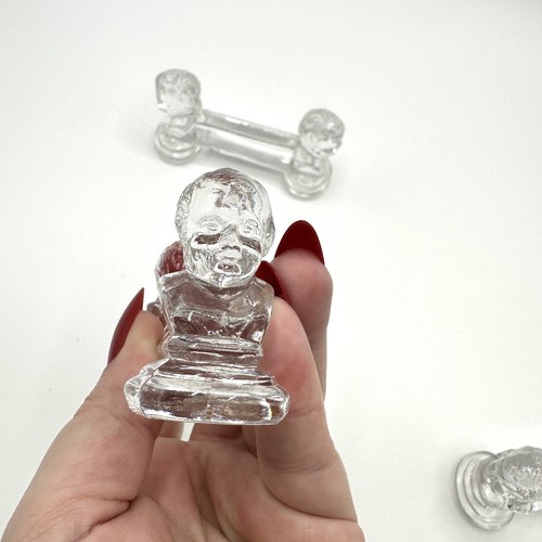 3 Stück Messerbänkchen Glas Pressglas Antik Büste ähnlich Baccarat Dom Pedro - Bild 10 von 18