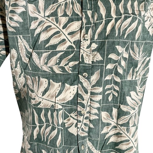 Cooke Street Hawaiian Shirt Large Leaf Fronds Reverse Print Pale Green Tan - 第 4/7 張圖片