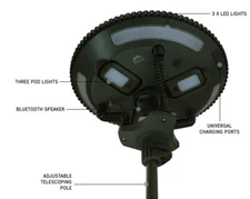 TRA Tripod UFO solar camping Light, Speaker, Torch, Power Bank Caravan RV