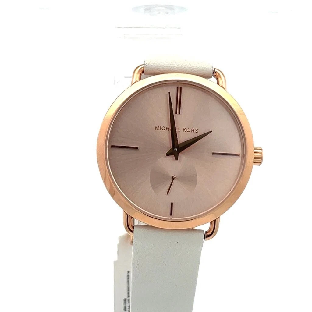 Michael Kors MK2660 Portia Rose Gold Dial White Leather Strap Women s Watch
