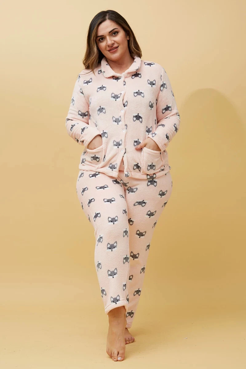 Women Pyjamas Pyjama Set Soft Plush Fleece Warm Winter Sleepwear