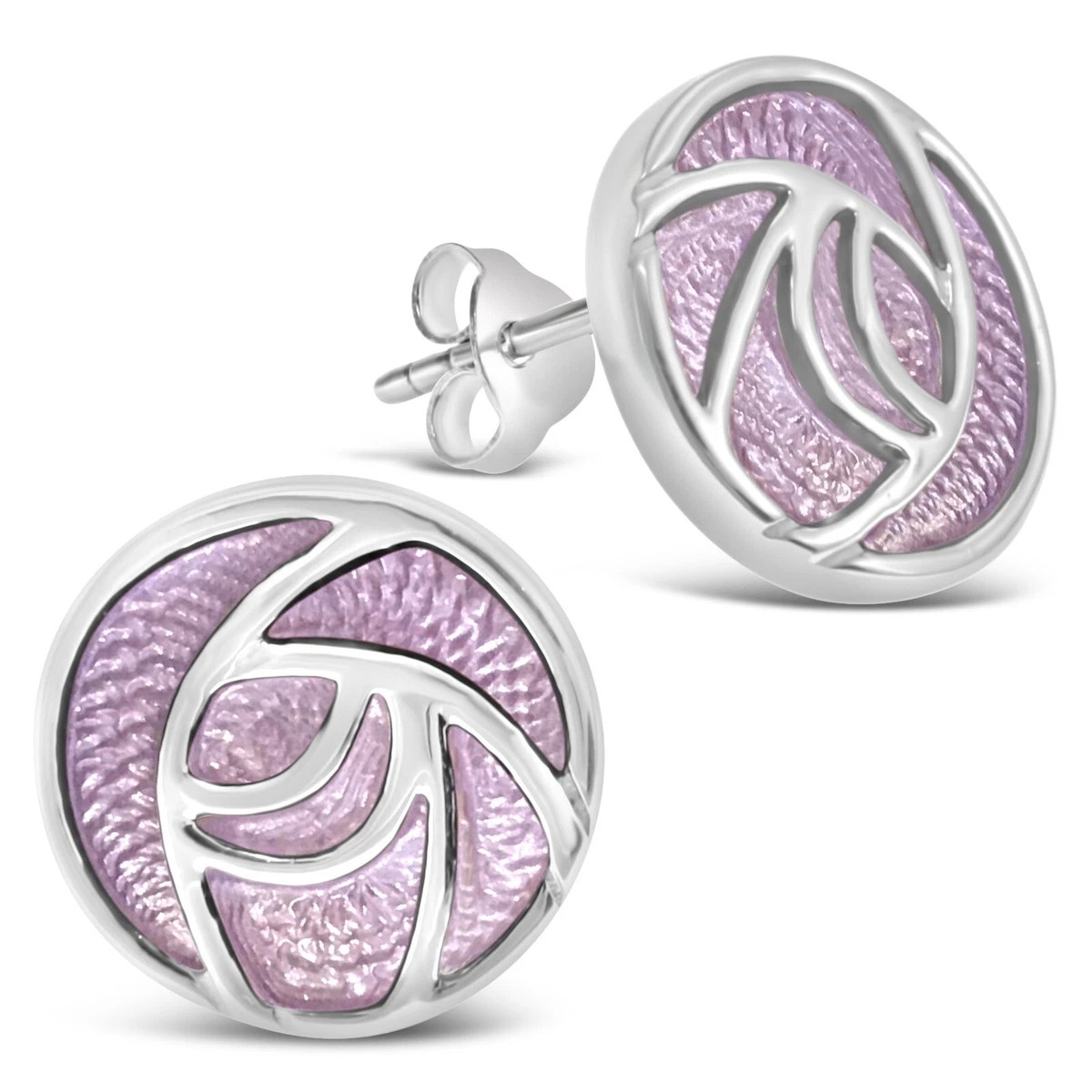 Orecchini vintage a forma di scala Mackintosh in argento sterling con marchio di garanzia e smalto bianco - Italia