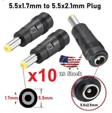 x10 Copper DC Power Connector 5.5mmx2.1mm Female to 5.5mmx1.7mm Male Adapter (E)