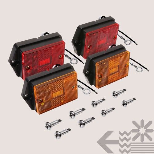 4pc DOT Surface Mount Amber + Red LED Side Marker Light for Utility Boat Trailer - Picture 8 of 8